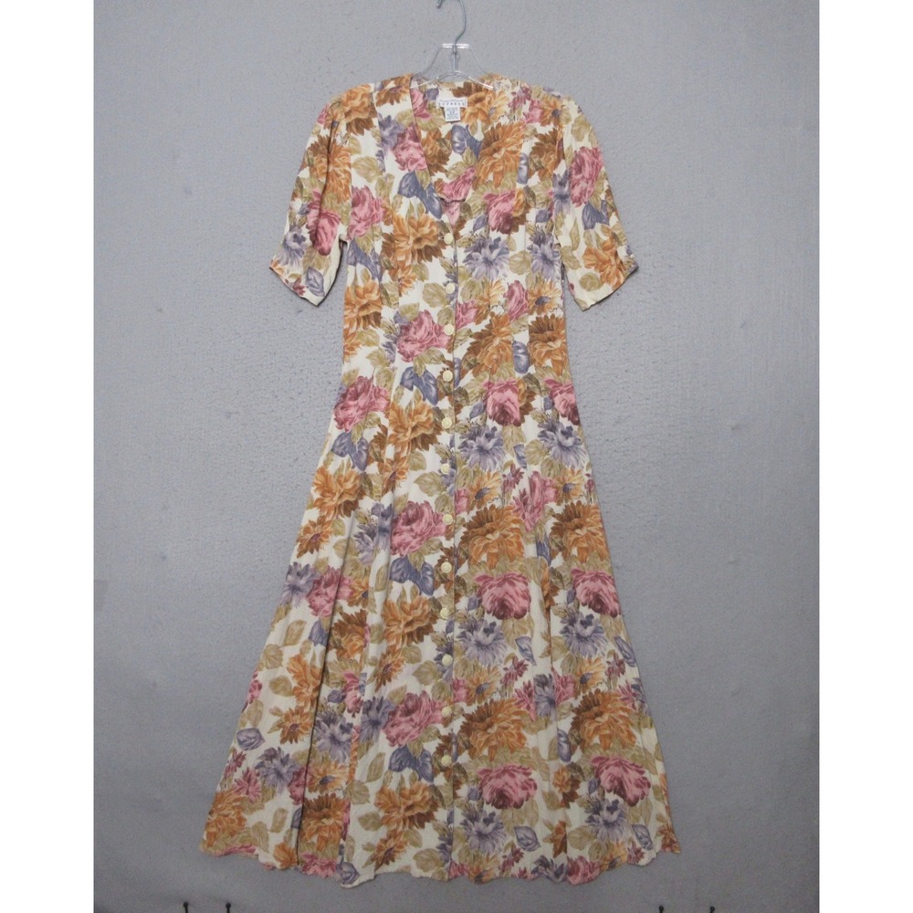 Vintage Express Dress Floral Maxi Boho Cottage Core Modest 90s Prairie Grunge